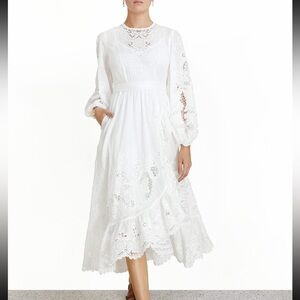Zimmermann Lulu Scallop Frill Lace Dress